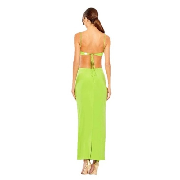 Mac Duggal Cut Out Twist Open Back Sag Green Midi Dress Womens Size 6 27110 - Picture 2 of 14